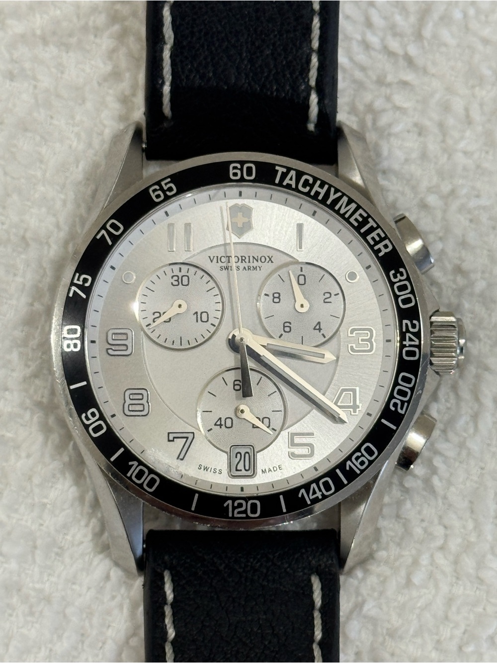 Victorinox Silver Dial Chronograph with Black Tachymeter Bezel